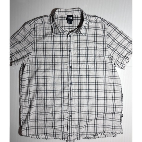 The North Face Other - The North Face Mens XL Short Sleeve Button Up Shirt White Plaid 100% Cotton